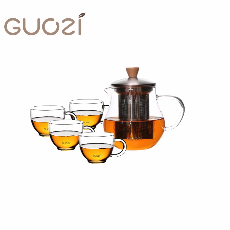 和风秋月茶具套装 耐热玻璃高硼硅 加厚花茶杯 茶具套装透明茶杯