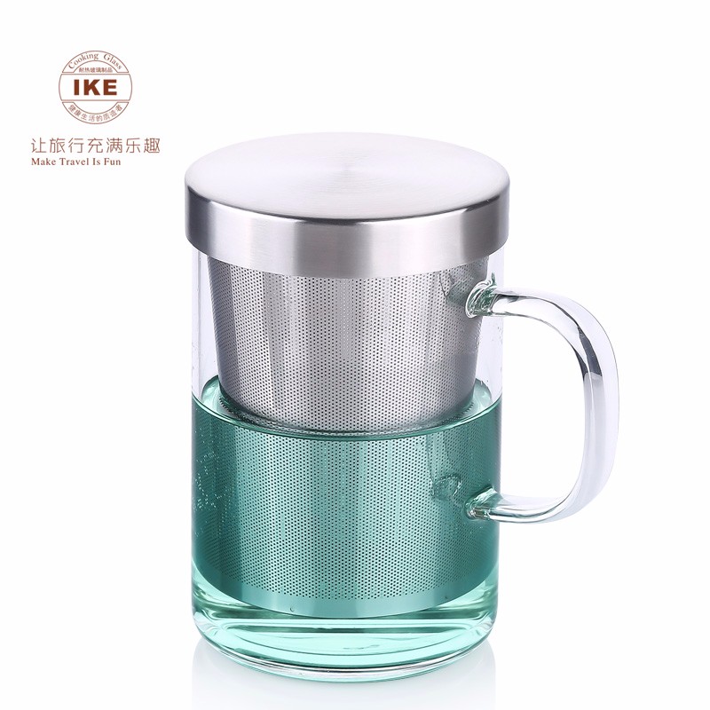 高硼硅玻璃茶杯带漏水杯YK-B051A办公茶漏玻璃杯