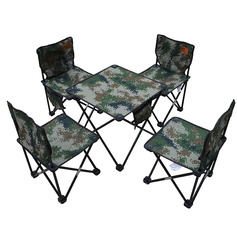 牧马人（mumaren） 户外折叠椅5件套 旅行五件套 折叠凳折叠桌 烧烤桌椅组合 数码迷彩色5件套椅4把椅子1张桌子