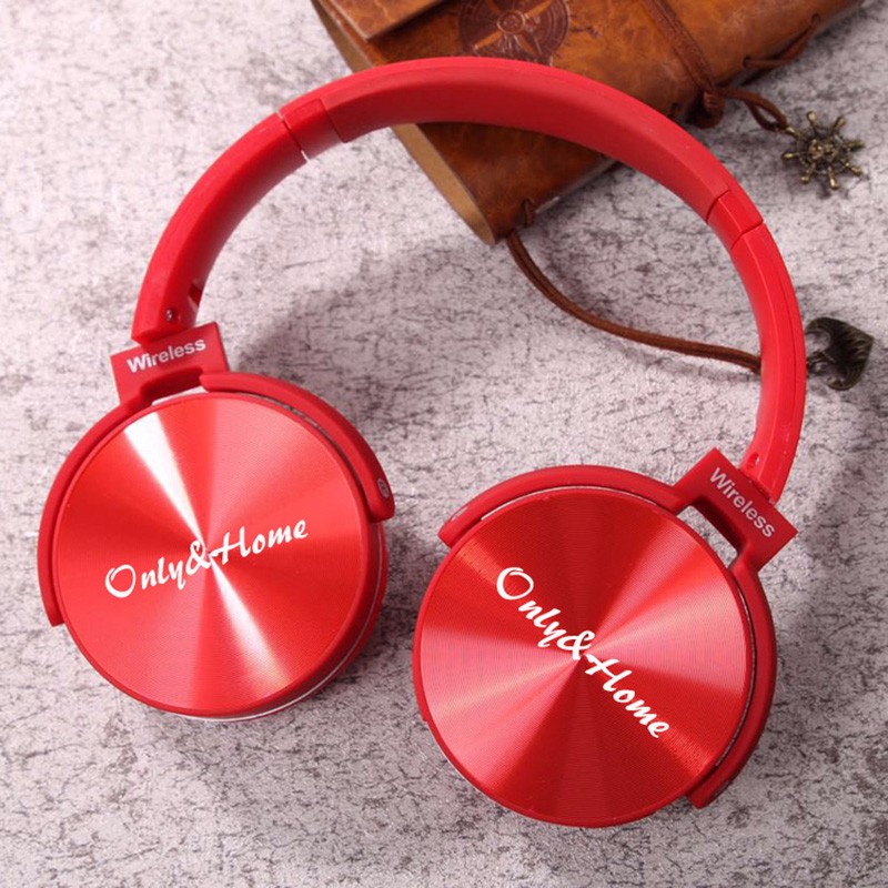 头戴式多功能无线蓝牙耳机降噪耳麦插卡通用型 红色