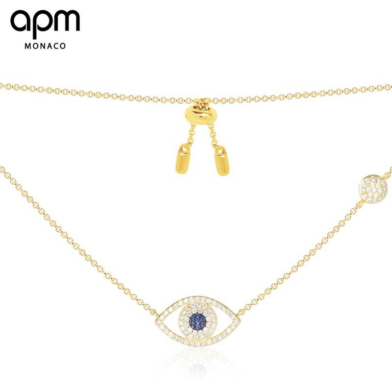 APM Monaco银晶钻幸运眼项链锁骨链首饰吊坠女款简约个性时尚颈链