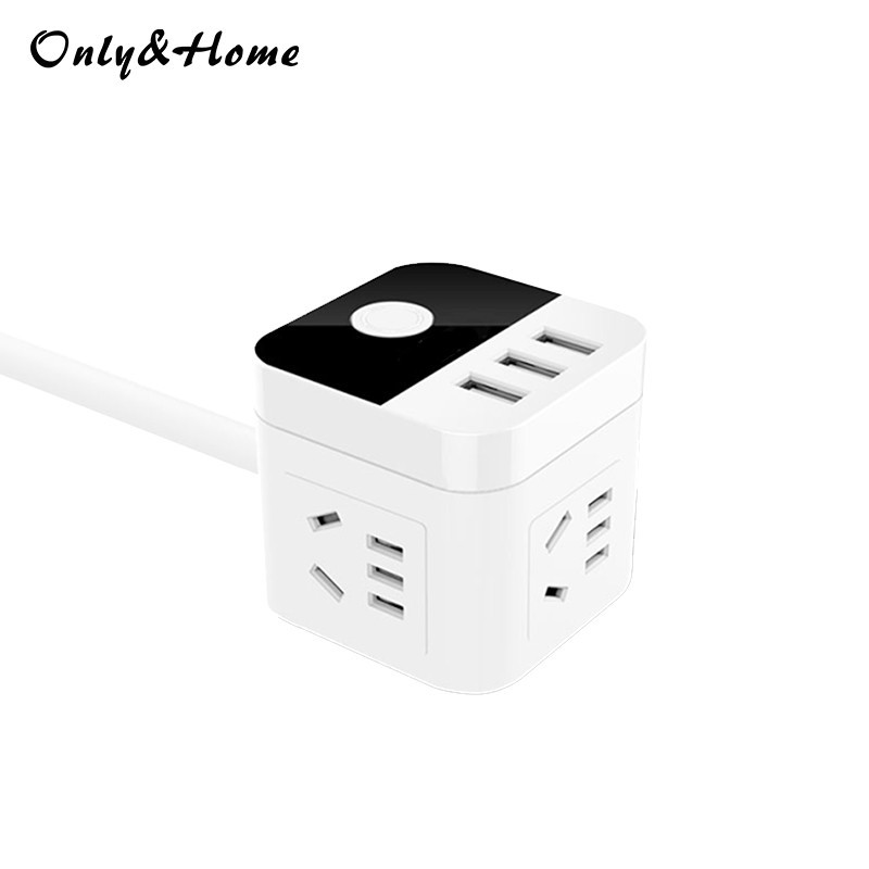 Only&Home 魔方插座 六面充电、正面 3 USB插口 线长1.5米 白色